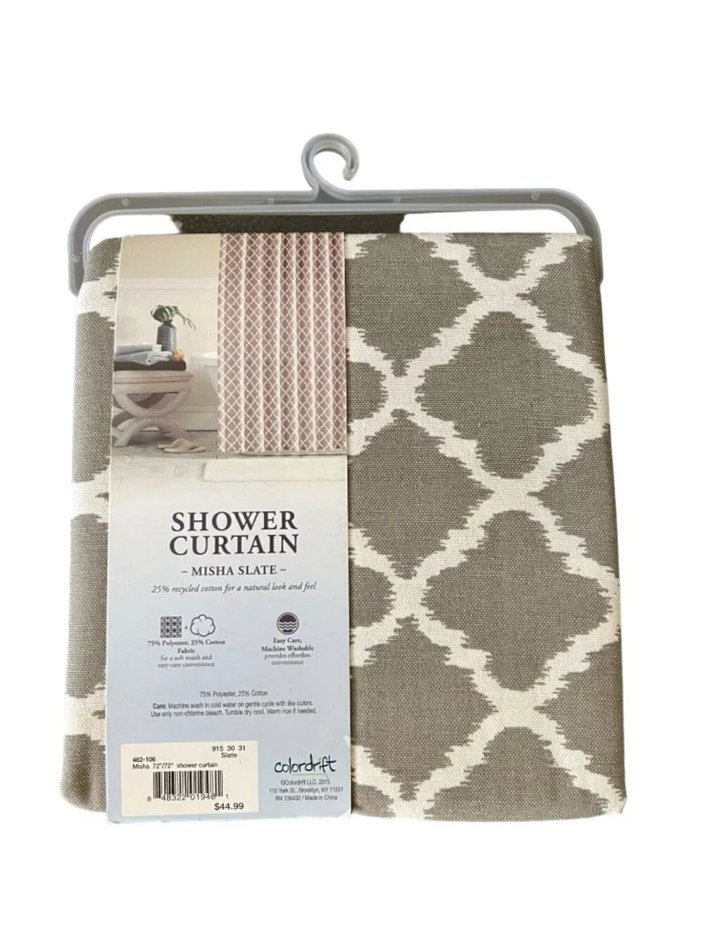 Misha Slate Diamond Pattern Shower Curtain